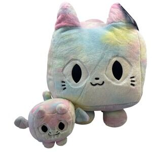 Pet Simulator X BIG Games Tie Dye Dragon Titanic Plush Pastel 8" & 11" Set NWT